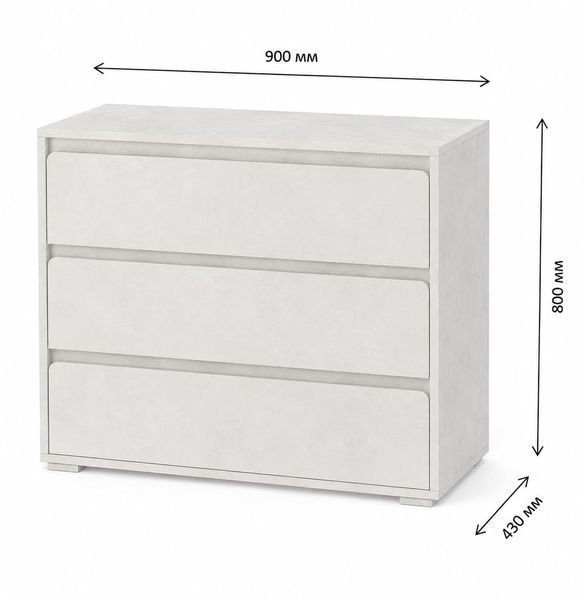 Комод на 3 шухляди LION АРТ-1 90х43х80 см Дуб Крафт сірий (LION-045382) LION-045382 фото