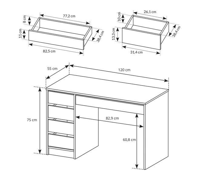 Стіл туалетний письмовий Perfect Home Ада / Ada 5S/120 з 5 шухлядами Кашемір (PFH-091309) PFH-091309 фото