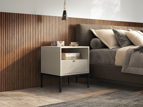 Тумба приліжкова Perfect Home Нова / Nova з 1 шухлядою і чорними ніжками S54 Кашемір (PFH-091256) PFH-091256 фото
