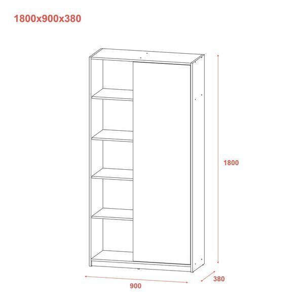 Розстібна шафа Doros Студент Дуб Сонома/Білий 90х38х180 DRS-011624 (40908067) 38215 фото