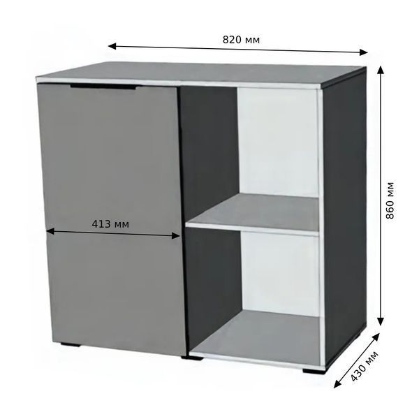 Тумба однодверна LION Краш 82x43x86 см Антрацит (LION-044101) LION-044101 фото