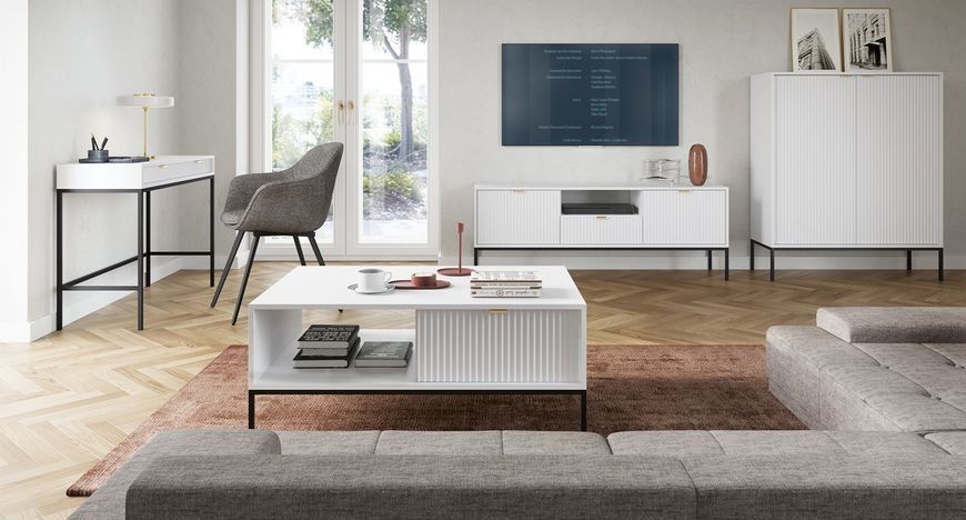 Стіл туалетний Perfect Home Нова / Nova з 2 шухлядами та чорними ніжками T104 Білий (PFH-091266) PFH-091266 фото
