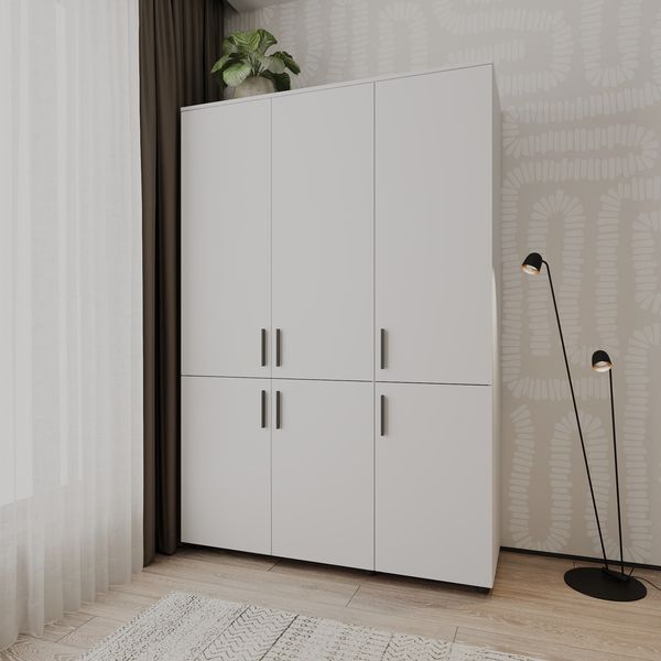 Шафа для одягу Doros Торн Білий 3 ДСП (штанга) 135х51.6х200 (DRS-012055) DRS-012055 фото
