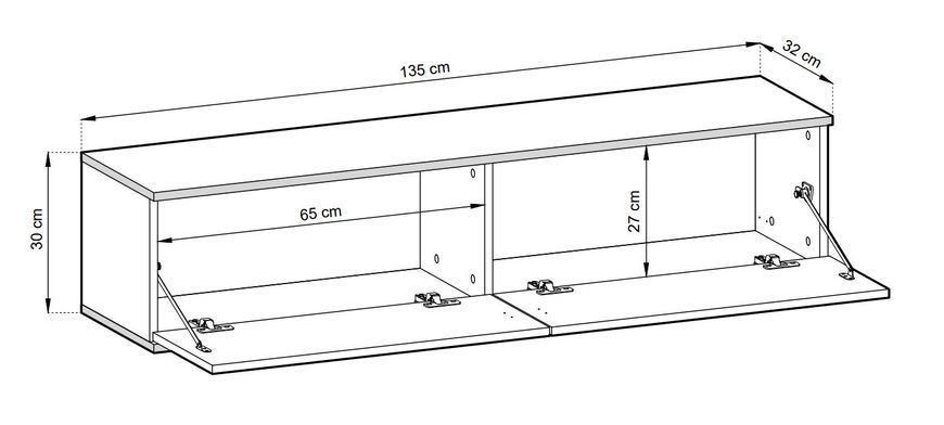 Тумба під телевізор навісна Perfect Home Оро / Oro 2-дверна RTV135 MDF Бежевий (PFH-091356) PFH-091356 фото