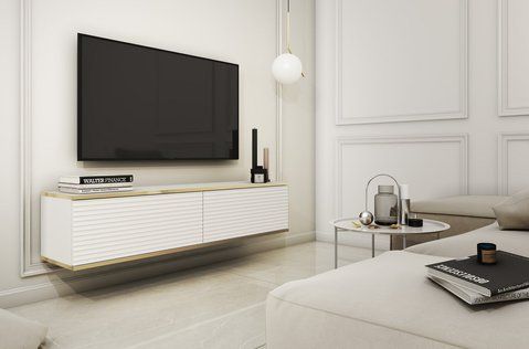 Тумба під телевізор навісна Perfect Home Оро / Oro 2-дверна RTV135 MDF Білий (PFH-091354) PFH-091354 фото