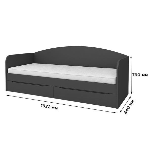 Односпальне ліжко LION Л-5 80x190 см Бетон темний (LION-045256) LION-045256 фото