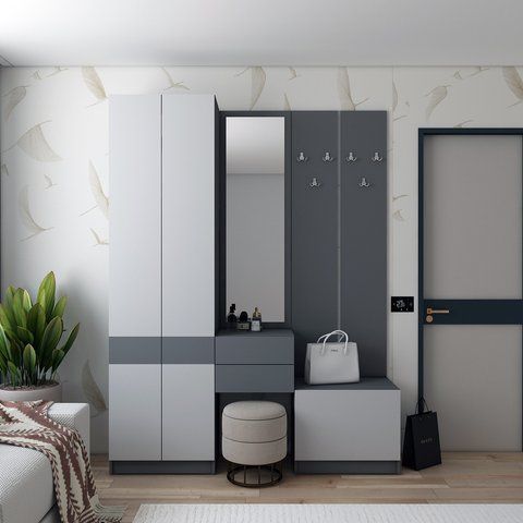 Вішалка з тумбою для взуття Doros Сола Графіт / Сірий 60х40х215 см DRS-011740 (44900343) DRS-011740 фото