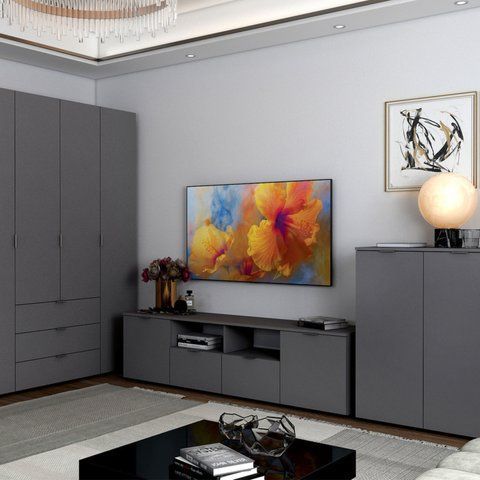 Тумба під ТВ Doros Рон 4 180х38х50 см Графіт (DRS-011299) DRS-011299 фото