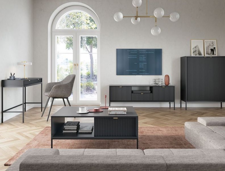 Стіл туалетний Perfect Home Нова / Nova з 2 шухлядами та чорними ніжками T104 Чорний (PFH-091264) PFH-091264 фото