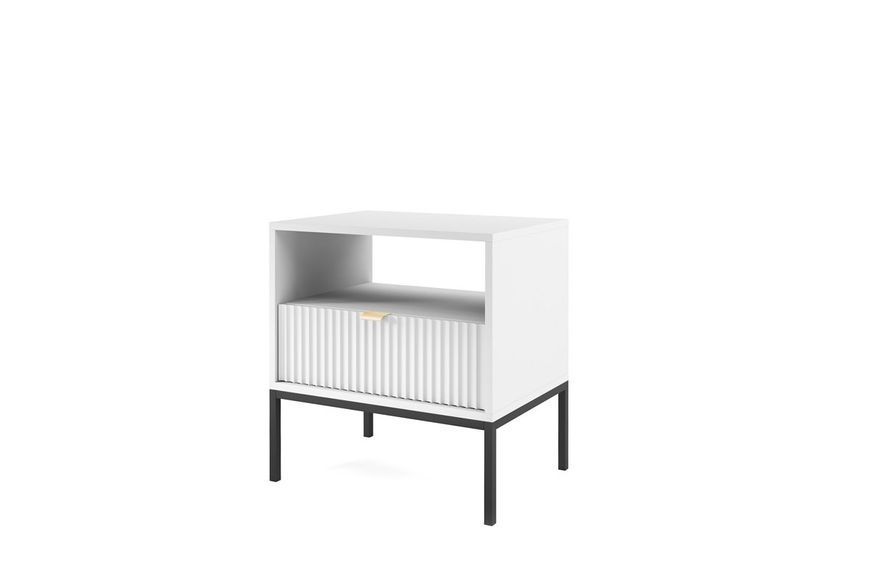 Тумба приліжкова Perfect Home Нова / Nova з 1 шухлядою і чорними ніжками S54 Білий (PFH-091260) PFH-091260 фото