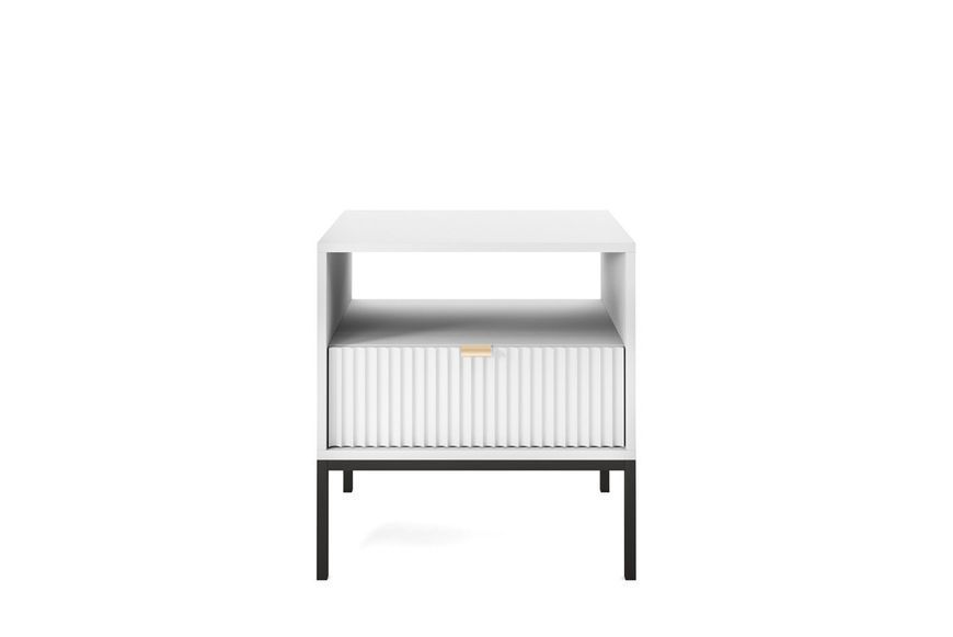 Тумба приліжкова Perfect Home Нова / Nova з 1 шухлядою і чорними ніжками S54 Білий (PFH-091260) PFH-091260 фото