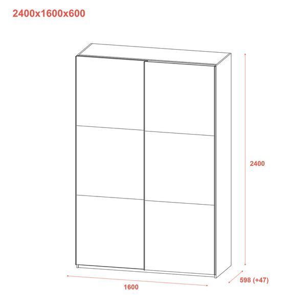 Шафа купе Doros G-Caiser Антрацит 2 Дзеркала / 3 частини 160х60х240 (42005409) (DRS-012242) 51802 фото