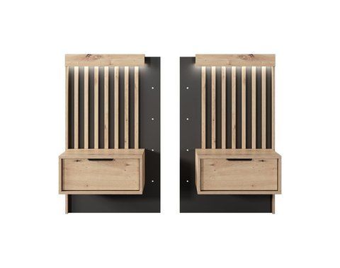 Тумби приліжкові 2 шт. Perfect Home Таллі / Tally з 2 шухлядами 1S/51 Дуб артизан/антрацит (PFH-091098) PFH-091098 фото