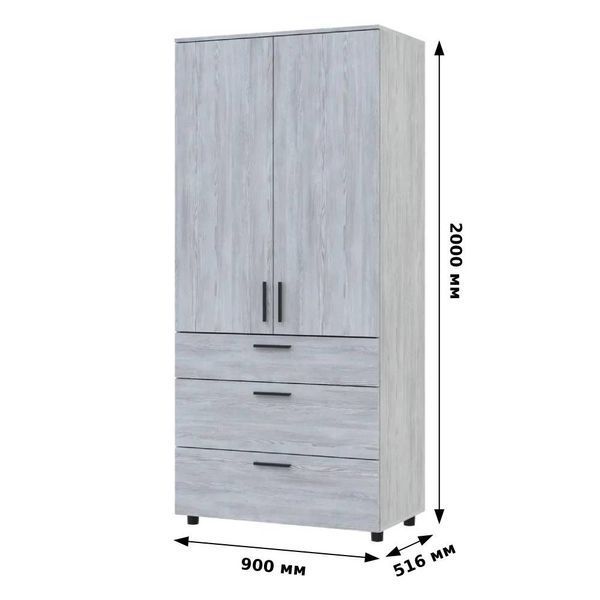 Шафа для одягу Doros Торн Сірий 2 ДСП/3Ш (штанга) 90х51.6х200 (DRS-012025) DRS-012025 фото