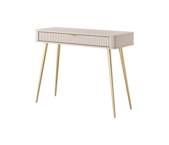 Стіл туалетний Perfect Home Ланте / Lante 1S/100 з 1 шухлядою і золотими ніжками Беж (PFH-091169) PFH-091169 фото