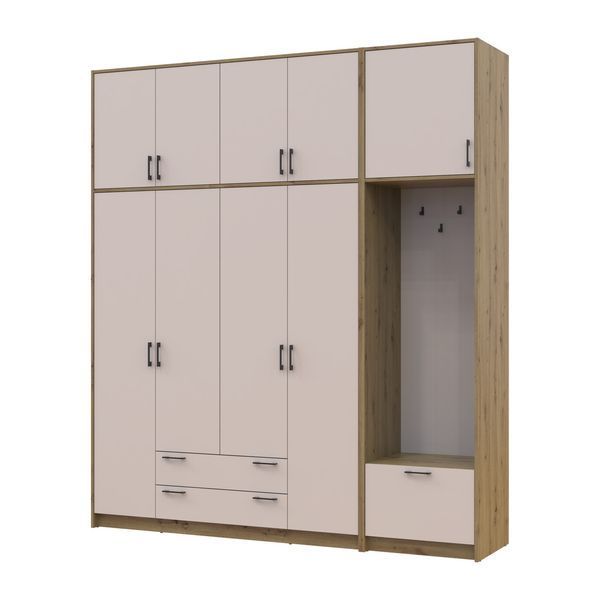 Шафа для одягу Doros Ронді з вішалкою та високою антресолею Дуб Артізан/Кашемір 4 ДСП 220х52х260 (42005300) (DRS-012149) 51525 фото