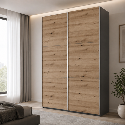 Шафа купе Doros G-Caiser Антрацит/Дуб Евок 2 ДСП / 3 частини 160х60х240 (42005414) (DRS-012247) DRS-012247 фото