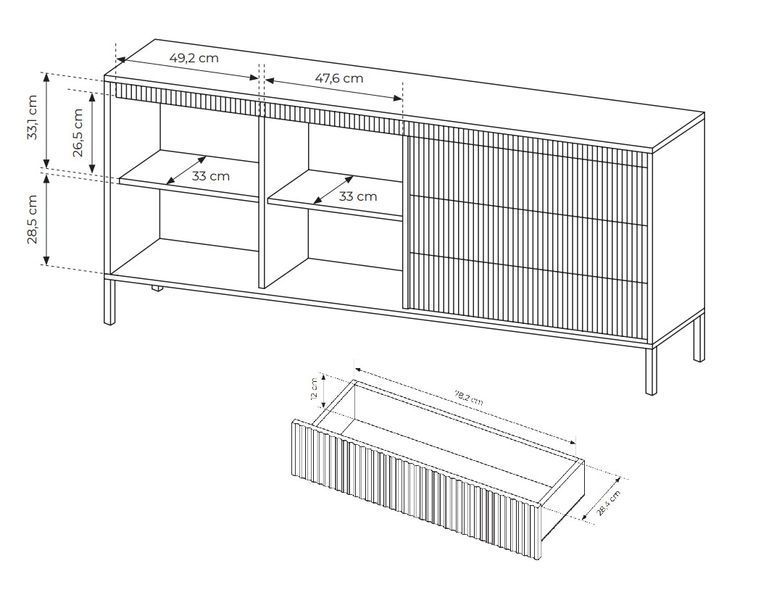 Комод Perfect Home Сенсо / Senso 2-дверний з 3 шухлядами 2D3S/187 Чорний (PFH-091136) PFH-091136 фото